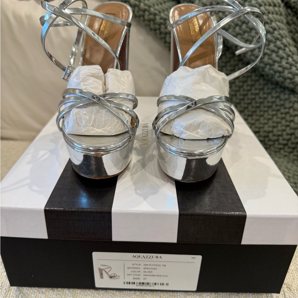 Aquazzura Metallic Silver Gin Plateau platform